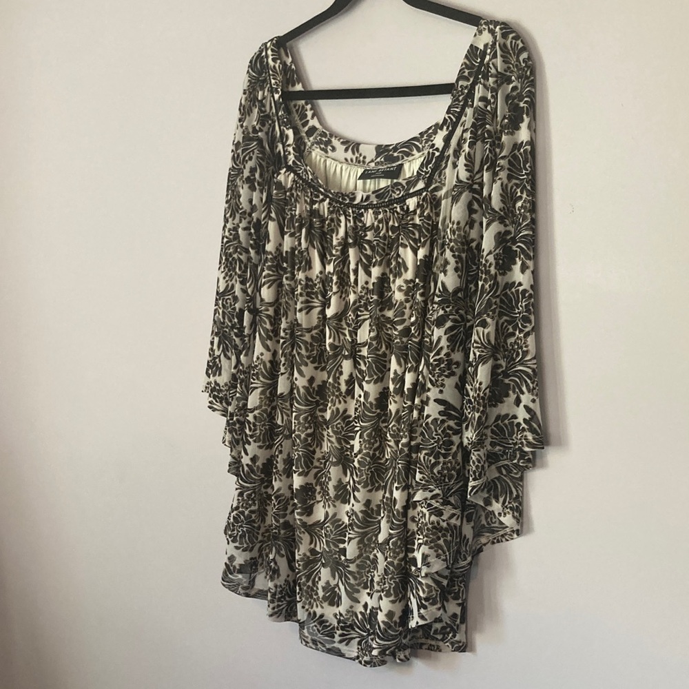 Lane Bryant Black and White Floral Blouse